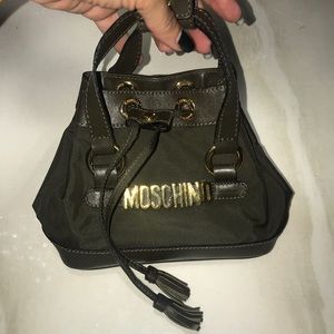 Moschino Logo nylon leather mini satchel/crossbody